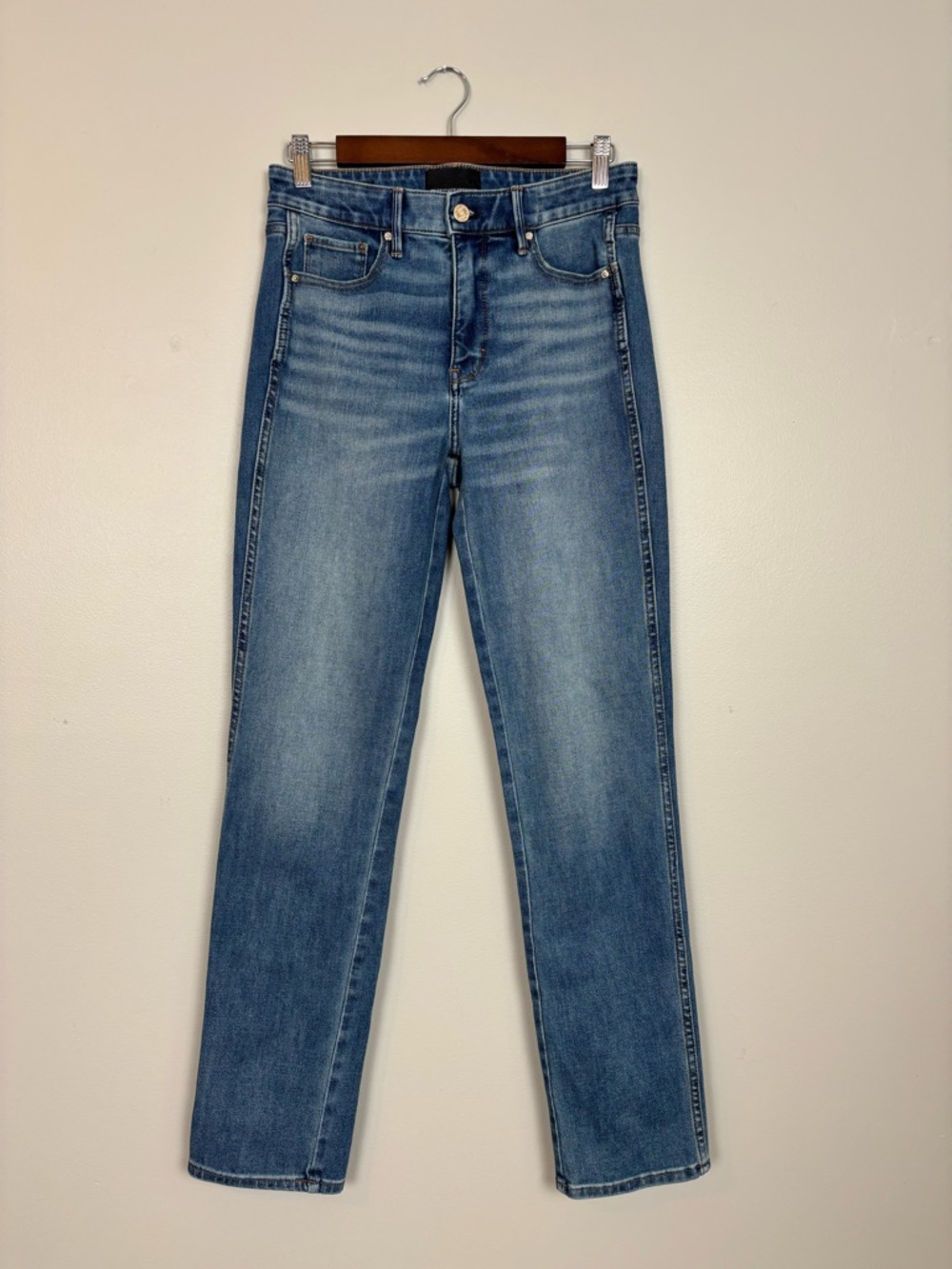 White House Black Market Jeans Womens 4 Blue High Rise Straight Leg Sculpt Denim
